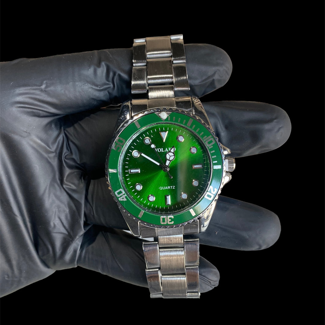 Reloj Plata y Verde